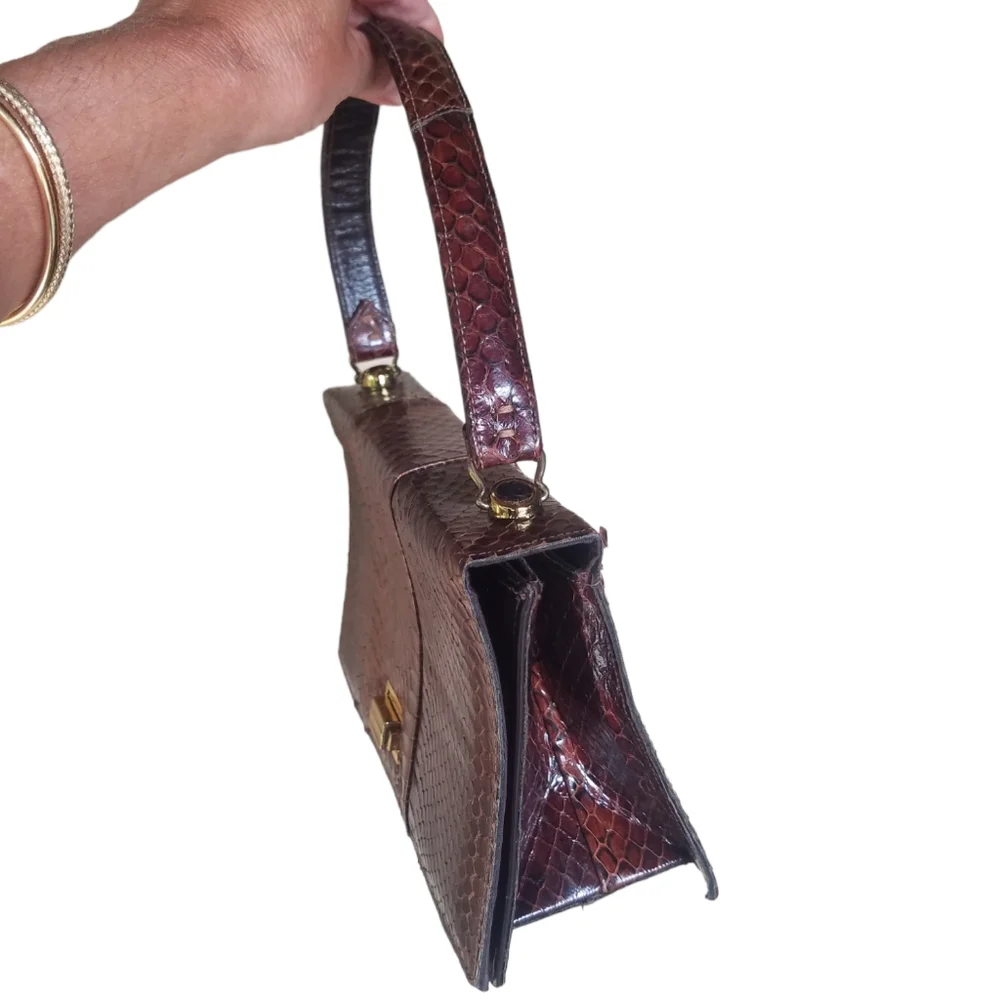 Vintage 50's Sterling genuine Cobra snakeskin satchel bag purse Like new!